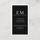 Modernes Minimal Schwarz Weiß Monogramm Vertikal Visitenkarte (Rückseite)