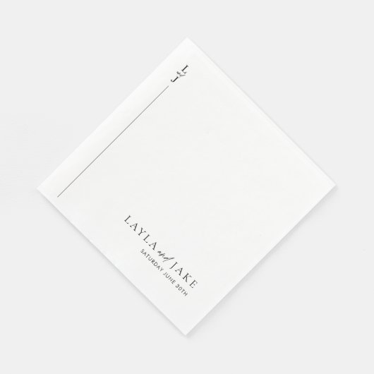 Modernes Minimal Schwarz-weiße Hochzeit Napkins LA Serviette (Ecke)