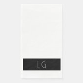 Modernes Minimal Schwarz-weiße Hochzeitmonogramm Serviette (Vorderseite)