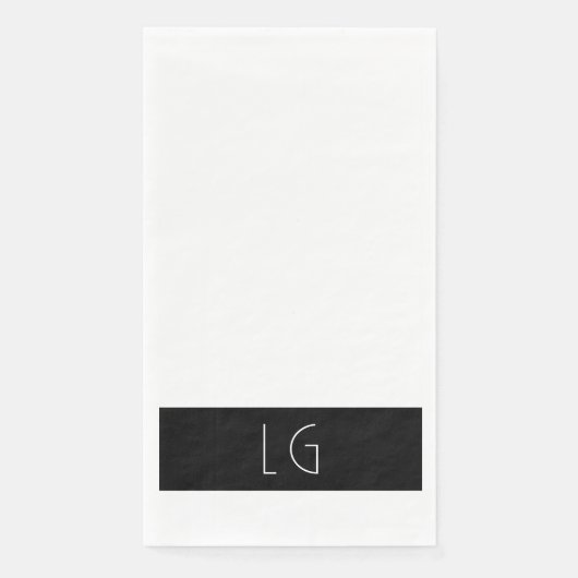 Modernes Minimal Schwarz-weiße Hochzeitmonogramm Serviette (Vorderseite)