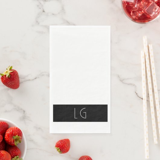 Modernes Minimal Schwarz-weiße Hochzeitmonogramm Serviette (Beispiel)