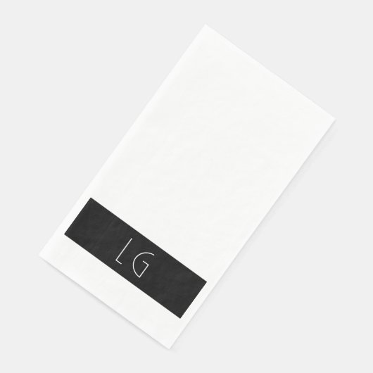 Modernes Minimal Schwarz-weiße Hochzeitmonogramm Serviette (Ecke)