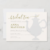 Modernes Minimal Schwarz-weißes Gold Bridal Tea Pa Einladung (Vorderseite)