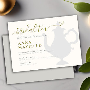 Modernes Minimal Schwarz-weißes Gold Bridal Tea Pa Einladung
