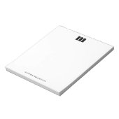 Modernes Minimal Schwarz-weißes Monogramm Notizblock (Rotiert)