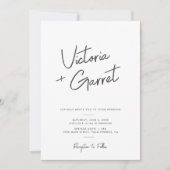 Modernes Minimal Schwarz-weißes Script Foto Hochze Einladung (Vorderseite)