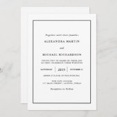 Modernes Minimal| Schwarze Grenzhochzeit Einladung (Vorne/Hinten)