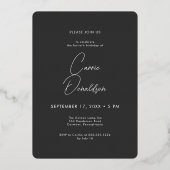 Modernes Minimal Schwarzes Foto 40. Geburtstag Folieneinladung (Rückseite)