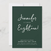 Modernes Minimal Script 18. Geburtstag Emerald Einladung (Vorderseite)