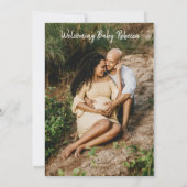 Modernes Minimal Script Baby Shower QR Code Foto Einladung (Rückseite)