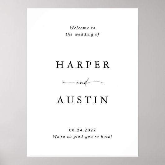 Modernes Minimal-Script-Begrüßungszeichen Poster (Vorne)
