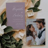 Modernes Minimal Script Foto Dusty Lavender Weddin Einladung