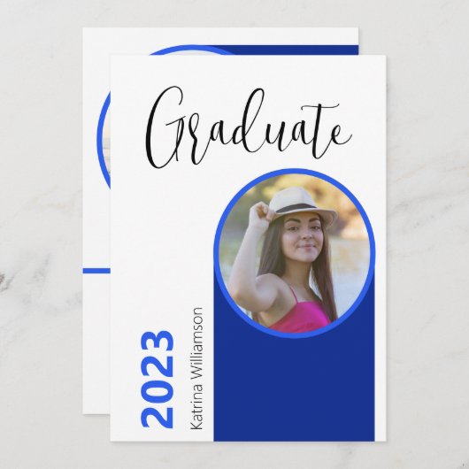 Modernes Minimal-Script-Graduation-Party-Foto Einladung (Vorne/Hinten)