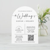 Modernes Minimal-Script-Hochzeitsskript-QR-Foto Einladung (Stehend Vorderseite)