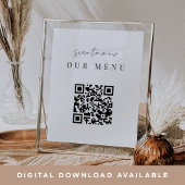 Modernes Minimal-Script QR Code-Hochzeitmenü Poster