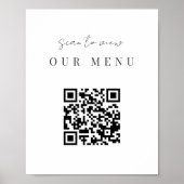 Modernes Minimal-Script QR Code-Hochzeitmenü Poster (Vorne)