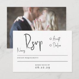 Modernes Minimal-Script-Typografie-Foto Hochzeit RSVP Karte