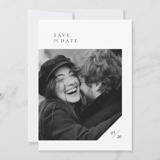 Modernes Minimal-Script-Typografie-Foto Hochzeit Save The Date (Vorderseite)
