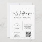 Modernes Minimal-Script-Wedding-Arch QR-Foto Einladung (Vorderseite)