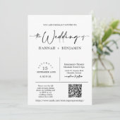 Modernes Minimal-Script-Wedding-Arch QR-Foto Einladung (Stehend Vorderseite)