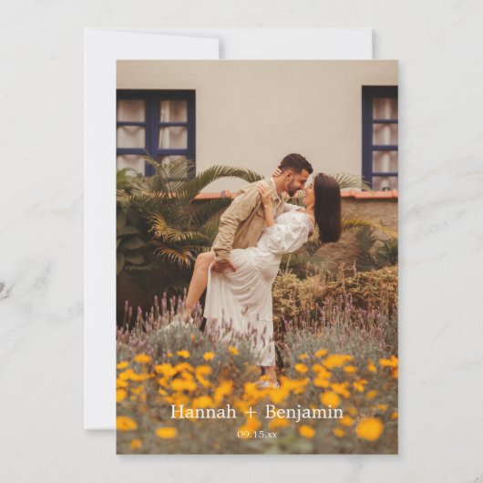 Modernes Minimal-Script-Wedding-Arch QR-Foto Einladung (Rückseite)