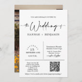 Modernes Minimal-Script-Wedding-Arch QR-Foto Einladung (Vorne/Hinten)