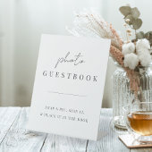 Modernes Minimal Script Wedding Foto Gästebuch Sockelschild