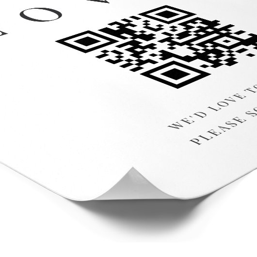 Modernes Minimal-Script-Wedding-Foto QR-Code-Zeich Poster (Ecke)
