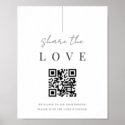 Modernes Minimal-Script-Wedding-Foto QR-Code-Zeich Poster (Vorne)
