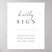 Modernes Minimal Script Wedding Gästebuch-Zeichen Poster (Vorne)