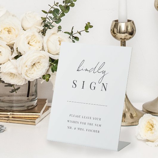 Modernes Minimal Script Wedding Guestbook Sockelschild