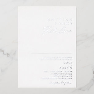 Modernes Minimal Silber Nichts Fancy Nur Liebe Ech Folieneinladung