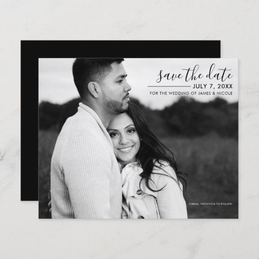 Modernes Minimal Sleek Picture Foto Save the Date (Vorne/Hinten)