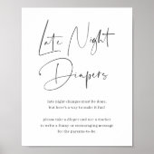 Modernes Minimal Spätdiapers Babyduschzeichen Poster (Vorne)