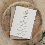 Modernes Minimal | Spring Greenerity Wedding Menu Menükarte<br><div class="desc">Schöne Menükarten, um Ihre Tischeinstellungen bei Ihrer Hochzeit oder beim nächsten Party zu ergänzen. Schöne und zarte Aquarellpflanzen schmücken dieses elegante Menü, das komplett individuell gestaltet werden kann. Auf der Rückseite befinden sich mehr Grünpflanzen und Raum, um bei Bedarf weitere Details hinzuzufügen. Ideal für jede Veranstaltung. Lebhaft, erdig und üppig!...</div>