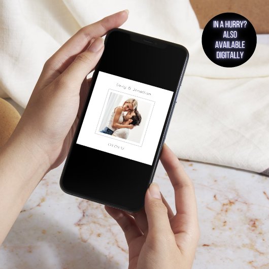 Modernes Minimal-Square-Foto Hochzeit retten Datum Save The Date