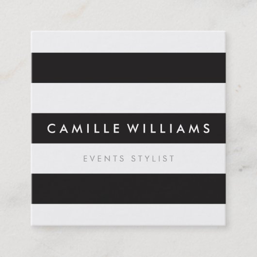 MODERNES MINIMAL-Streifen fett Schwarz-weiß Quadratische Visitenkarte (Vorderseite)
