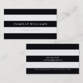MODERNES MINIMAL-Streifen fett Schwarz-weiß Visitenkarte (Vorne/Hinten)
