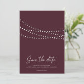 Modernes Minimal String Lights Foto Save the Date (Stehend Vorderseite)