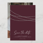 Modernes Minimal String Lights Foto Save the Date (Vorne/Hinten)