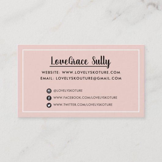 MODERNES MINIMAL-STYLISCH, einfaches Grenzblass, r Visitenkarte (Rückseite)