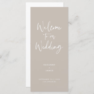 Modernes Minimal Taupe Script Wedding Programm