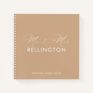 Modernes Minimal Taupe Wedding Gästebuch Notizblock