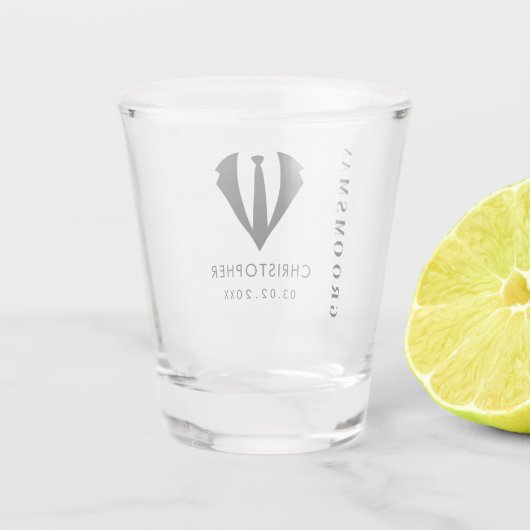 Modernes Minimal Trauzeuge Name Wedding Party Gesc Schnapsglas (Rückseite)