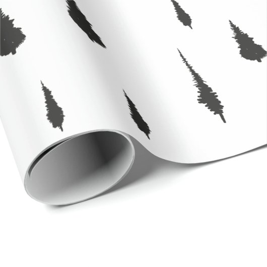 Modernes Minimal Tree Muster Schwarz & Weiß Geschenkpapier (Rolleneckpunkt)