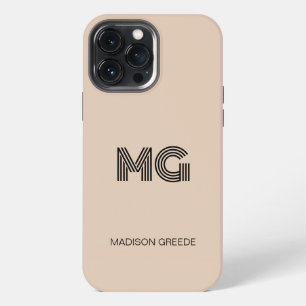 Modernes Minimal, Trendiges Beige Einfaches Monogr iPhone 13 Pro Max Hülle