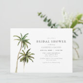 Modernes Minimal Tropical Beach Palm Brautparty Einladung (Stehend Vorderseite)