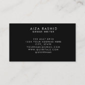 Modernes Minimal Typografie Rectangle Black Paper Visitenkarte (Rückseite)