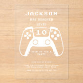 Modernes Minimal-Up-Gamer-Kindergeburtstag-Party Acryleinladungen (Vorderseite)