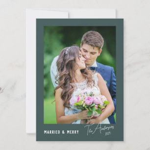 Modernes Minimal Verheiratet & Merry neu verheirat Feiertagskarte